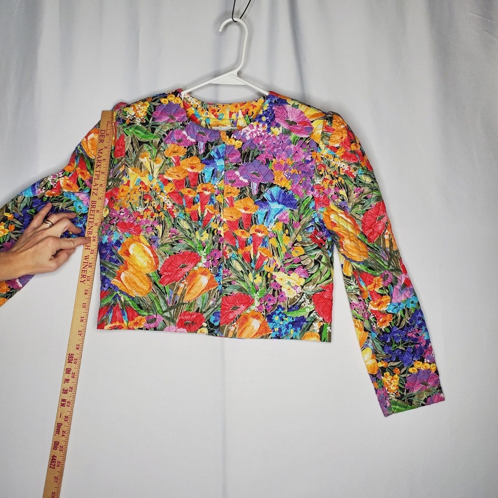 Jeffrey Dara Linda Hutton Quilted Floral Crop Blazer 9/10 Country Cottagecore 90 - Picture 7 of 14